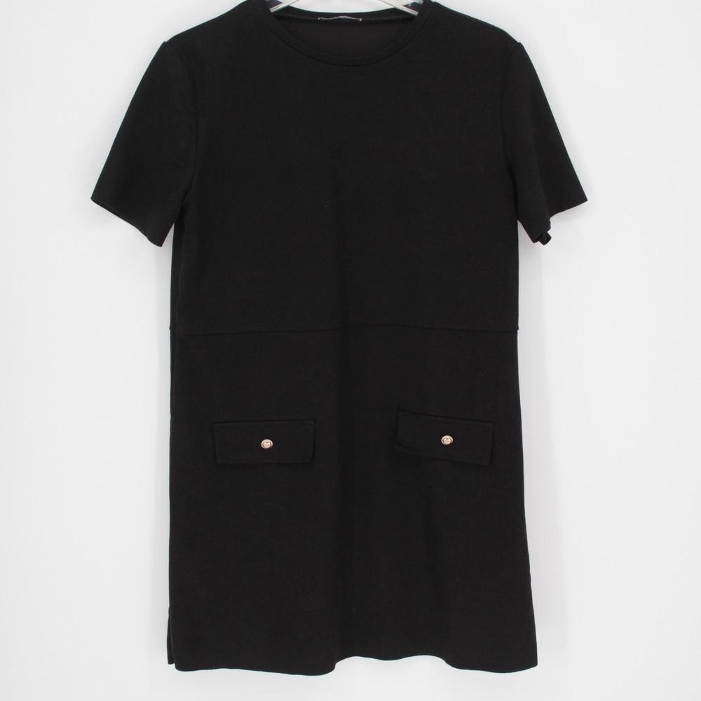 Zara Women's Black Short Sleeve Shift Dress‎ Size M